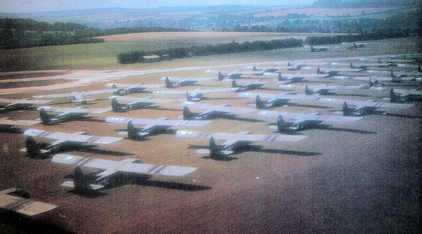 CG-4a Gliders of the 442d Troop Carrier Group at Chilbolton airfield just before Operation Market Garden.