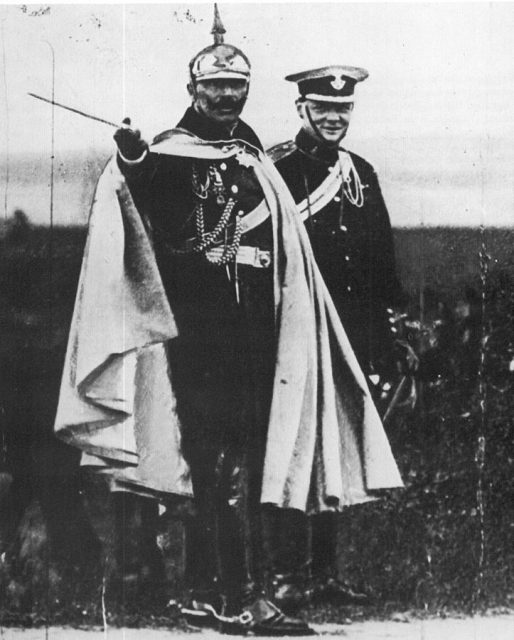 Wilhelm II and Winston Churchill during a military autumn maneuver near Breslau, Silesia (Wrocław, Poland) in 1906