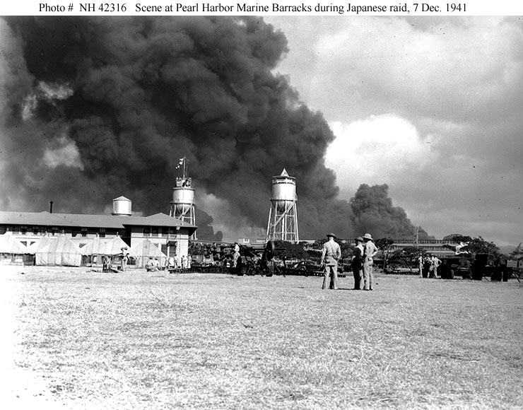 Pearl Harbour Marine Barracks during the attack.