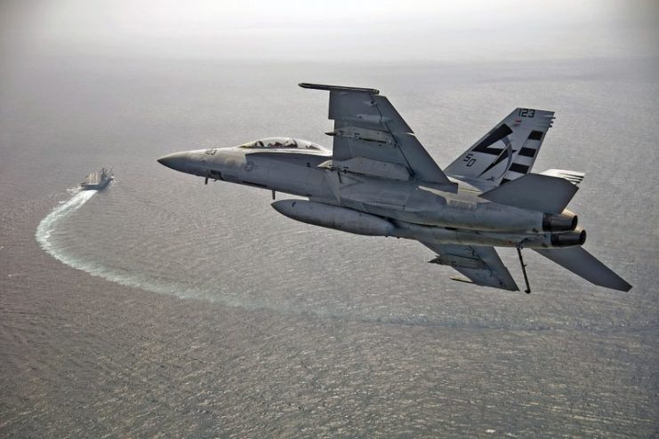 An F/A-18F Super Hornet.