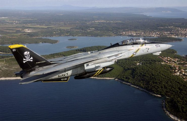 A US Navy (USN) F-14B Tomcat.