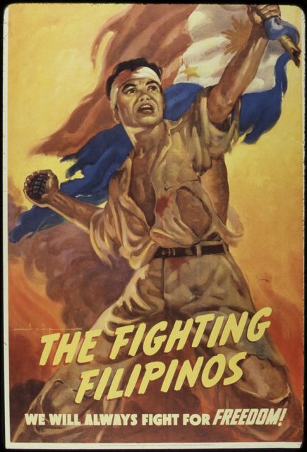 Propaganda poster depicting the Philippine resistance movement.