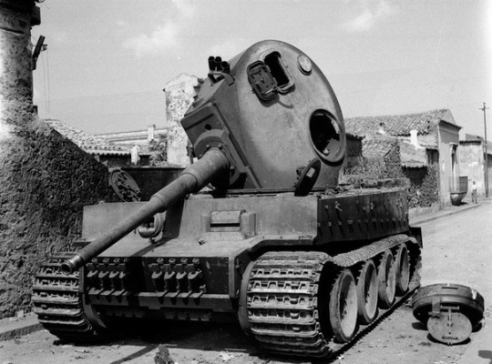 Knocked out Mk VI Tiger tank at Belpasso, Sicily,