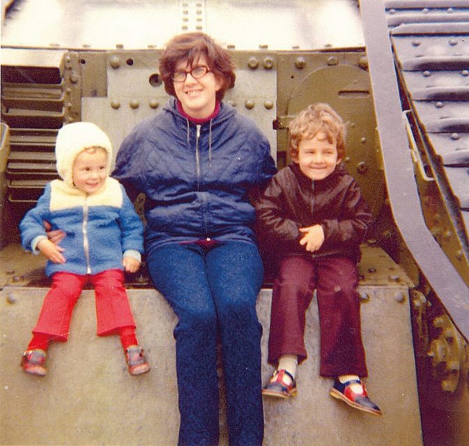 Richard Smith, left, his late mother Josie and his brother Tim when Richard was two years old and visited the museum. Photo: The Tank Museum