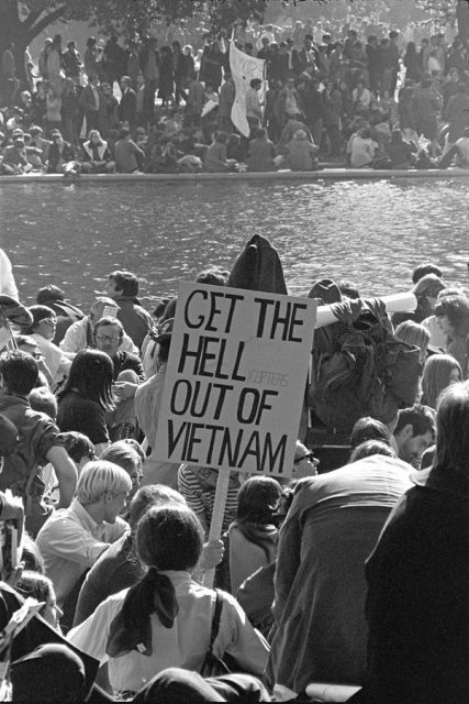 Vietnam War protestors march at the Pentagon in Washington, D.C. on October 21, 1967.