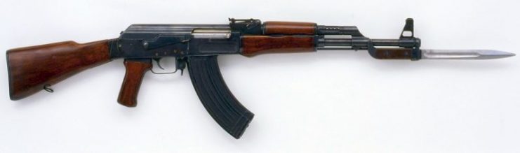 AK-47 – As of 2004, Of the estimated 500 million firearms worldwide, approximately 100 million belong to the Kalashnikov family, three-quarters of which are AK-47s. -Allatur CC BY-SA 3.0