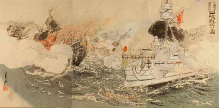 Ogata Gekko – Sino-Japanese War- The Japanese Navy Victorious Off Takushan