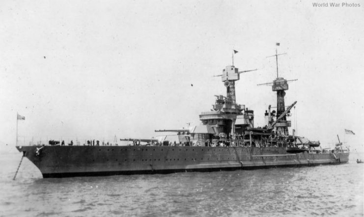 Anchored USS California, pre-war service