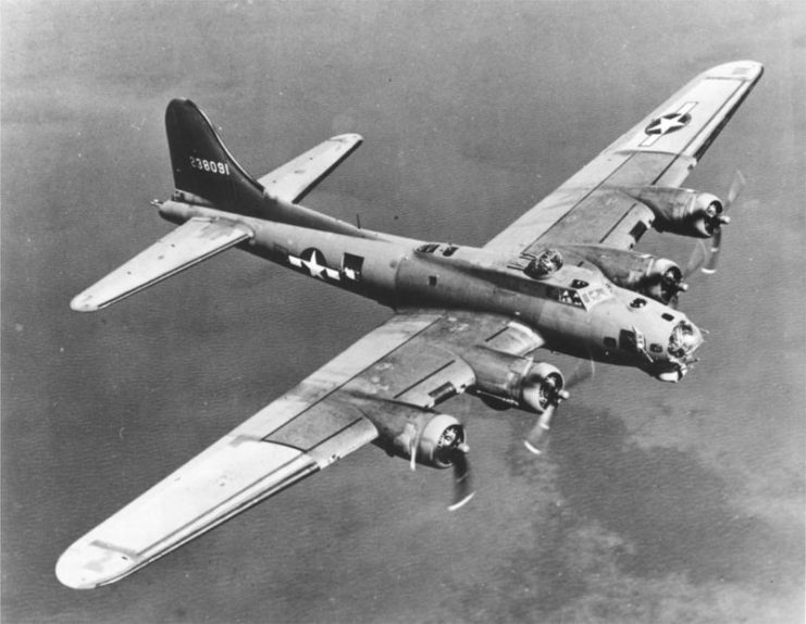 B-17 on a bomb run.