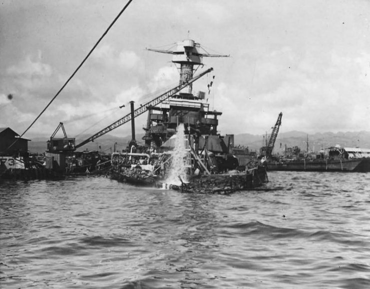 Battleship USS California BB-44 Raised at Pearl Harbor 1942