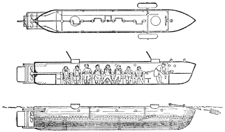 Drawings of the H. L. Hunley from 1900.