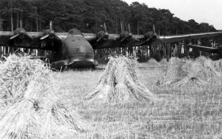 Camouflaged Messerschmitt Me 323 Gigant in the field