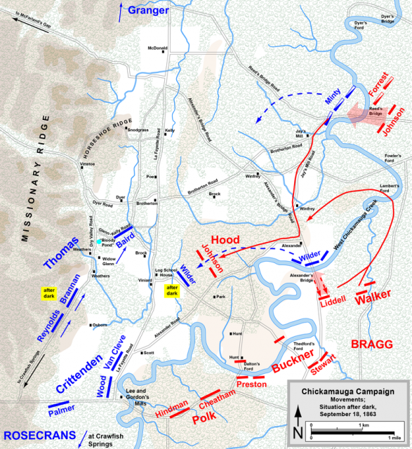 September 18 movements on the eve of the Battle of Chickamauga. Photo: Hal Jespersen CC BY 3.0