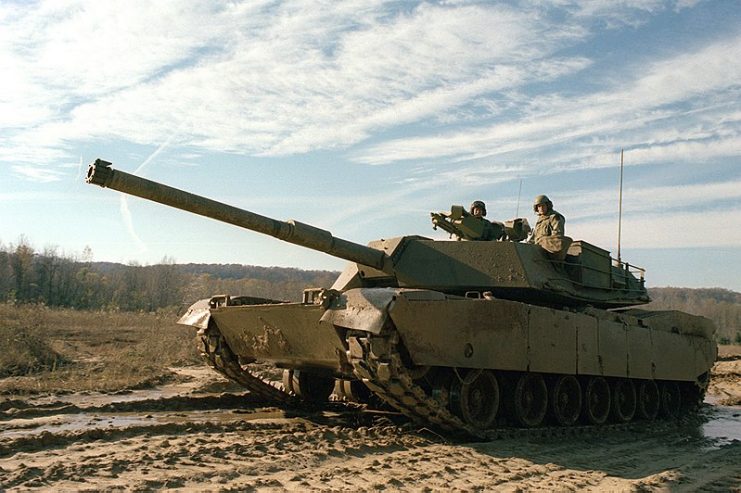 An American M1 Abrams of the pre-series, the first main battle tank type to be protected by Chobham armour