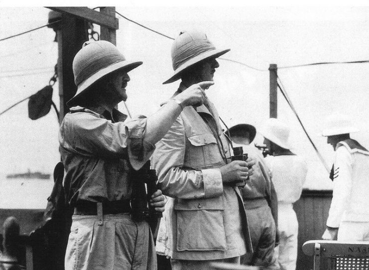 General Spears and General de Gaulle en route for Dakar aboard the Dutch liner ‘Westernland’
