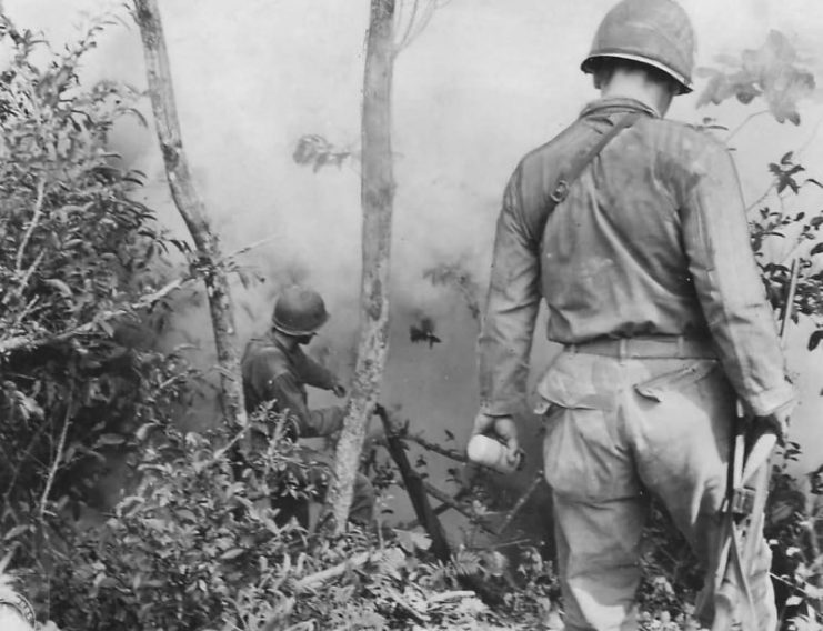 96th Division Troops Flush Out Japanese Troops on Okinawa