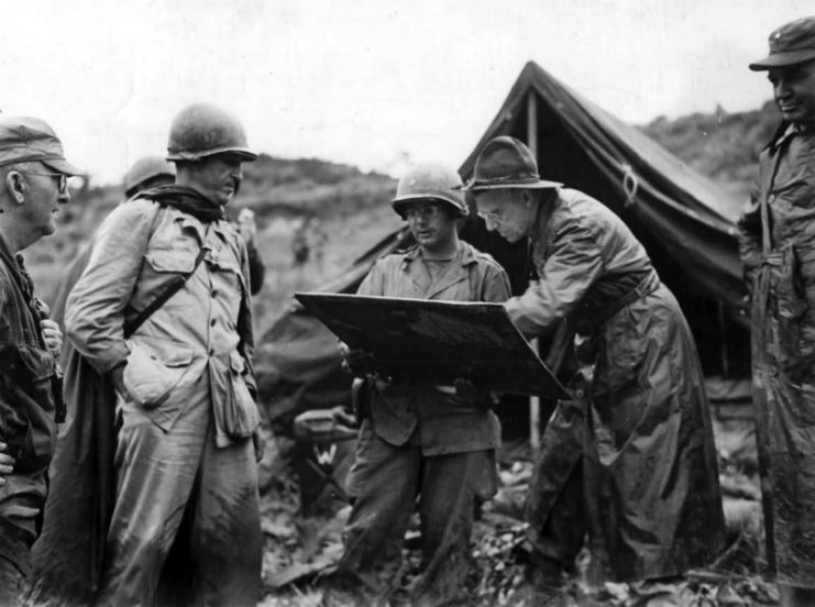 General Stilwell and Col. Pachler on Okinawa 1945