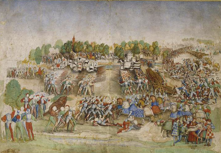 Swiss mercenaries and German Landsknechts fighting for glory, fame, and money at the battle of Marignan (1515). The bulk of the Renaissance armies was composed of mercenaries.