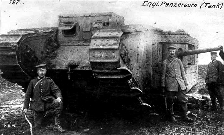 Mark II tank captured near Arras on 11 April 1917.