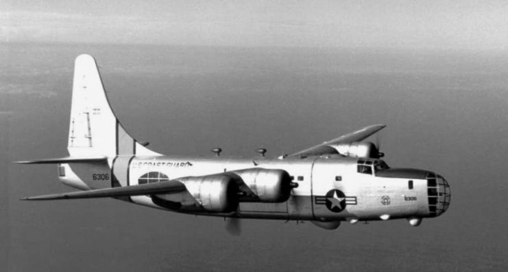 The U.S. Coast Guard Consolidated P4Y-2G Privateer (BuNo 66306) in flight.