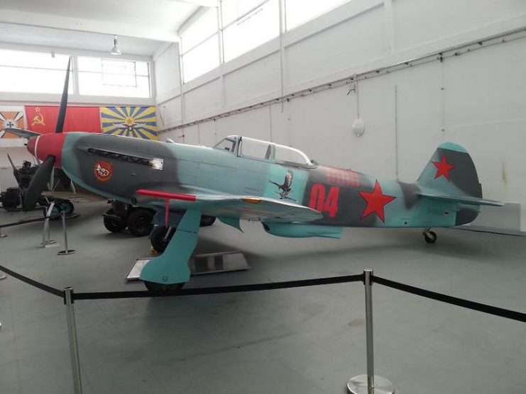 Yakovlev Yak-9 (D-FAFA) in the Hangar 10 at Heringsdorf Airport (Usedom, Germany).Photo Billyhill CC BY 3.0