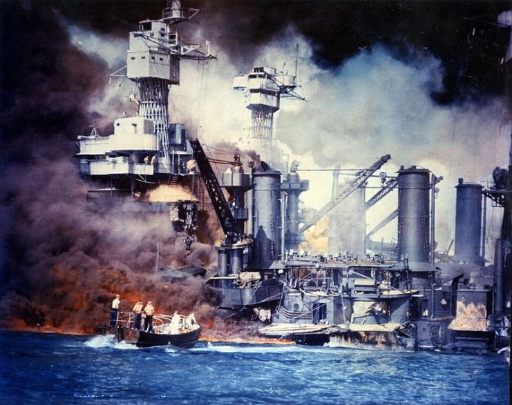 Pearl Harbor. Rescuing survivors from USS Virginia