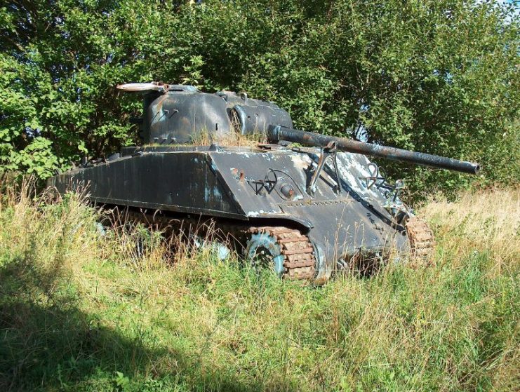 Rusty old WW II and Cold War Sherman tank.