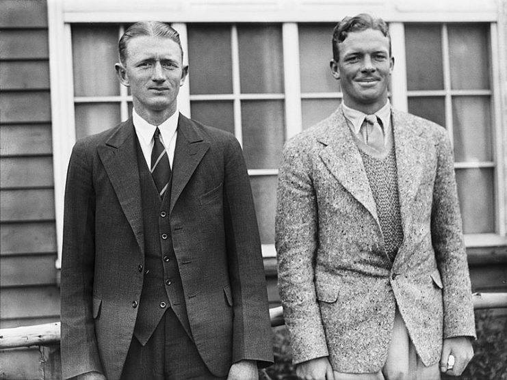South African cricketers Chud Langton (1912 – 1942) and Bob Crisp (1911 – 1994) at Cardiff, where they are playing a match against Glamorgan, June 1935.