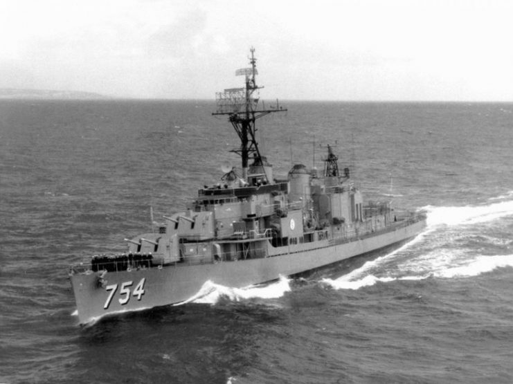 USS Frank E. Evans at sea, April 1963