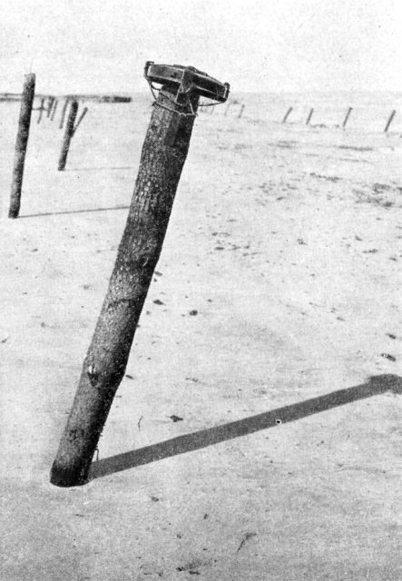 Teller mine on Utah beach. Intended to explode against landing craft at high tide.