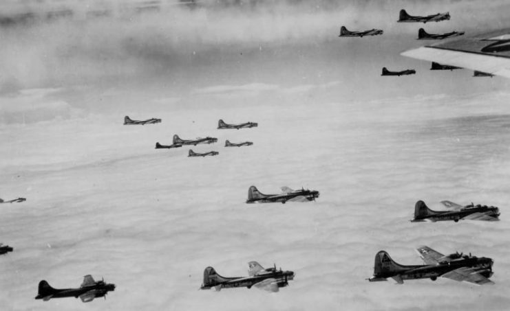 384th Bomb Group 8th AF B-17 Bombers in the Combat Box.