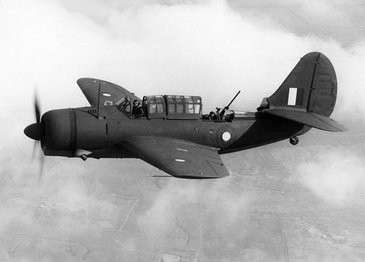 A Royal Australian Air Force Curtiss A-25A Shrike in flight over the United States, circa in 1943.