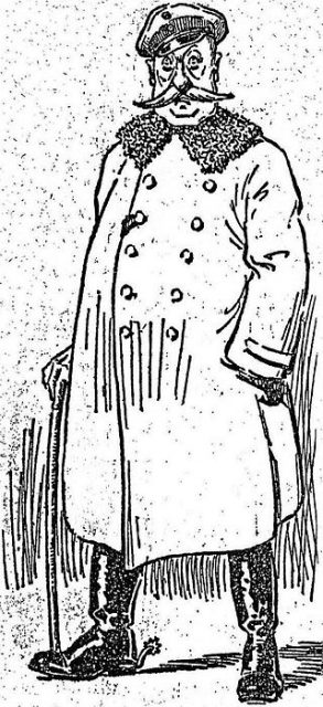 Caricature of Hauptmann Karl Niemeyer, Kommandant of Holzminden PoW camp, 1918.