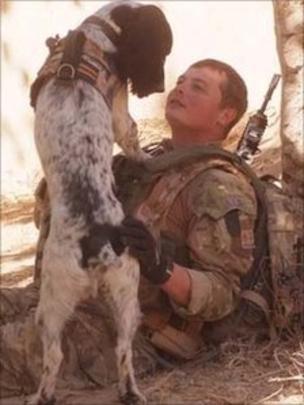 L/Cpl Tasker with his dog Theo
