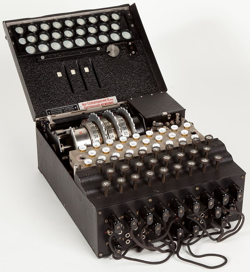 Military Enigma machine, model “Enigma I,” used during the late 1930s and the war. Photo: Alessandro Nassiri CC BY-SA 4.0