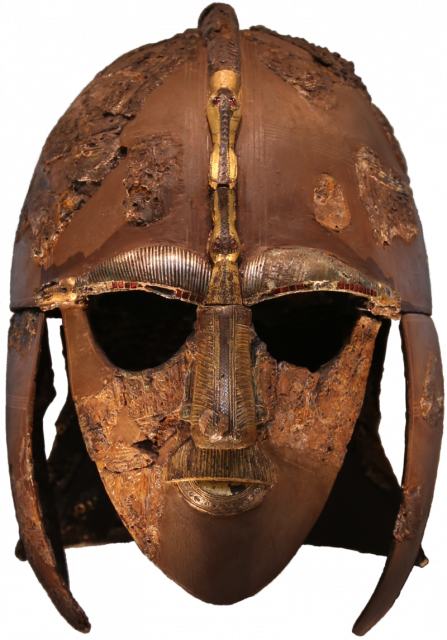 The famous Sutton Hoo helmet was only one of the incredible items found in a burial mound in England that included a full-scale Viking ship, shields, and jewelry.