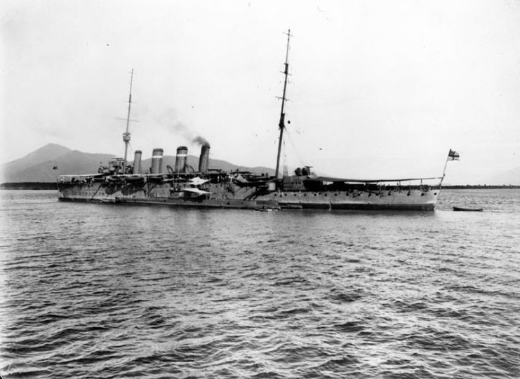 Sydney with AE1 and AE2 in 1914