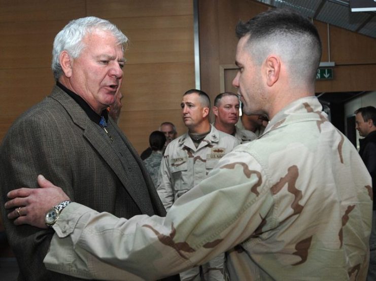 Thornton visiting troops at Ramstein Air Base, Germany, in 2008.