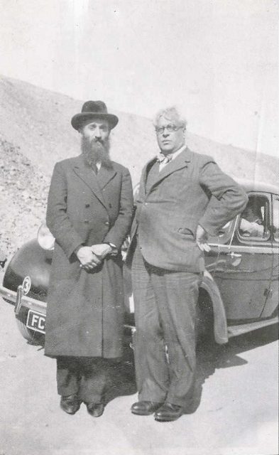 Refugee representative and advocate Rabbi Chaim Kruger with Holocaust rescuer and hero Dr. Aristides de Sousa Mendes, following the rescue operation of June 1940 in which they both took part.