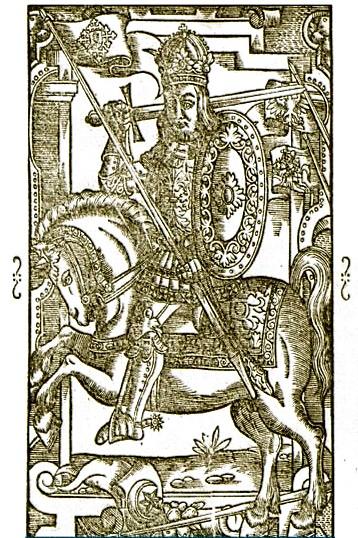 Mindaugas, King of Lithuania, as depicted in medieval chronicles