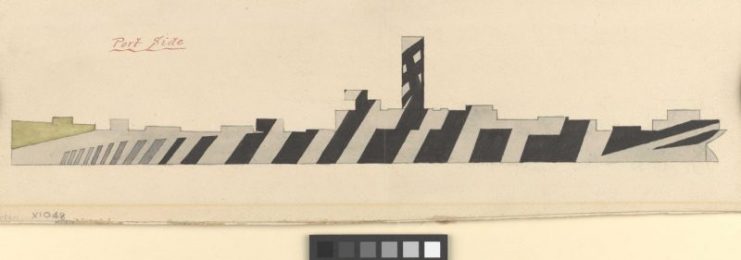 S.S. Argyllshire Port side silhouette showing camouflage.Dazzle was a type of camouflage developed by the artist Norman Wilkinson in 1917, in response to the heavy losses sustained by British merchant ships to German U-boat submarines