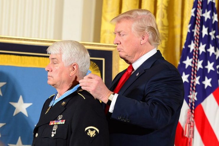McCloughan receiving the Medal of Honor from President Donald Trump on 31 July 2017