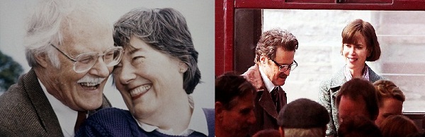 Eric and Patti Lomax in Real and Reel life (Right: A still from one of the scenes of the movie "The Railway Man".)
