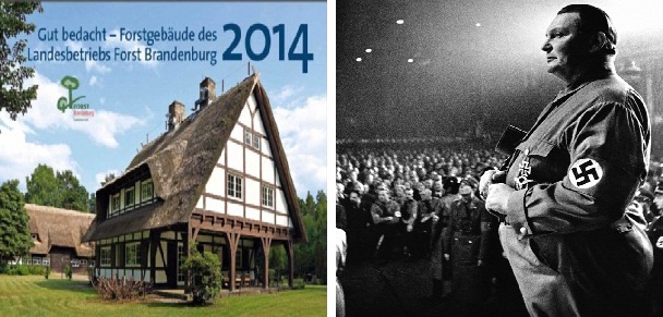 (Left) The cover photo of the calendar which featured a cottage owned by Hermann Goering (Right), WWII Luftwaffe chief.