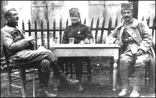 Flora Sandes with her Serbian comrades.