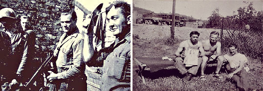 Photos of Underwood and Klonis together. (Right) Angelo Klonis is in the center while his friend and fellow soldier John Ray Underwood stood on his left.