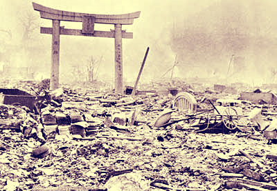 Street Scene in Hiroshima after the atomic bomb was dropped, August of 1945.