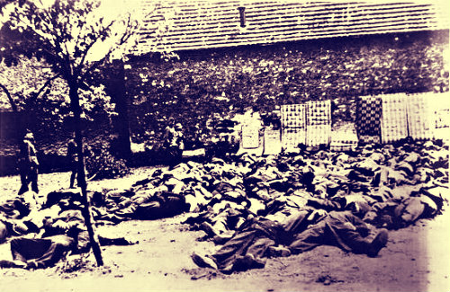 About 150 Men from Lidice were massacred by the Nazis prior to the razing of the village.