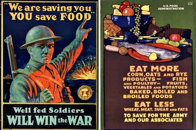 Posters common during the Great War pushing forward the ethos 'make do and mend'.