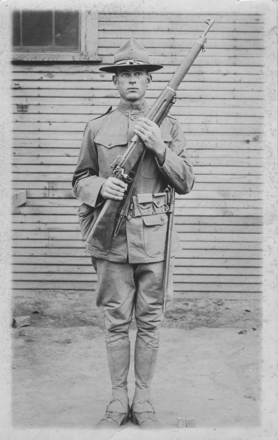 This photograph, likely taken in August or September of 1918, shows Private Frank Watts with his U.S. Model 1917 “American Enfield” rifle while in training at Camp Pike, Ark. Courtesy/Keith West